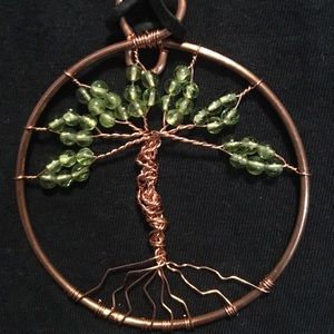 Peridot Tree of Life on suede cord